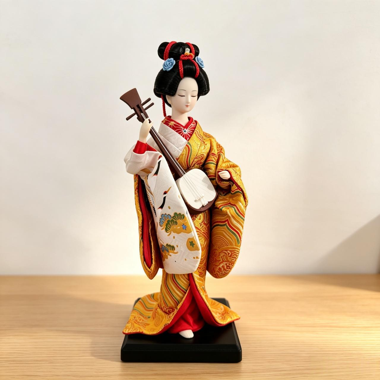 Designer Handcrafted Gold Geisha Doll Living Room Ornament