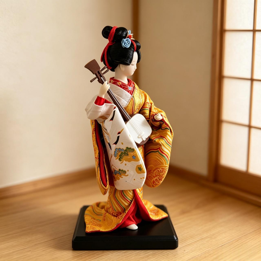 Designer Handcrafted Gold Geisha Doll Living Room Ornament