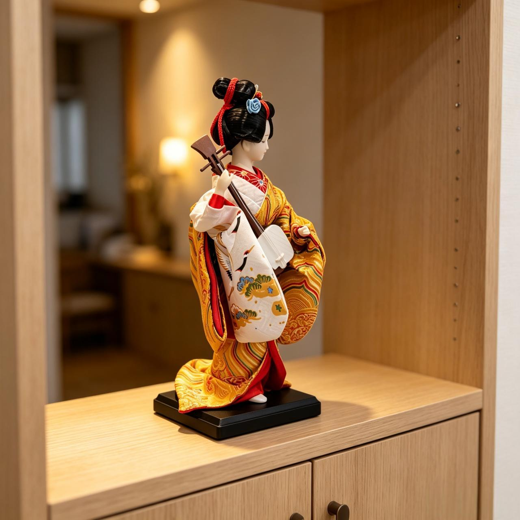 Designer Handcrafted Gold Geisha Doll Living Room Ornament