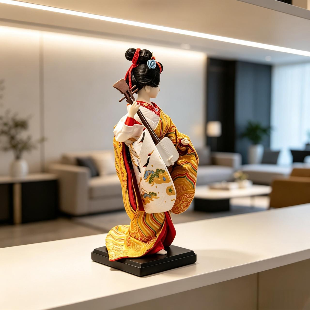 Designer Handcrafted Gold Geisha Doll Living Room Ornament