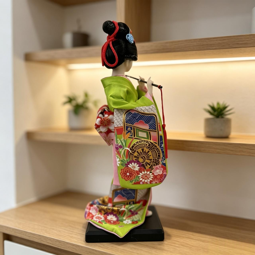 Collectible Handcrafted Flute Maiko Figurine Japanese Style Desktop Decor Holiday Gift