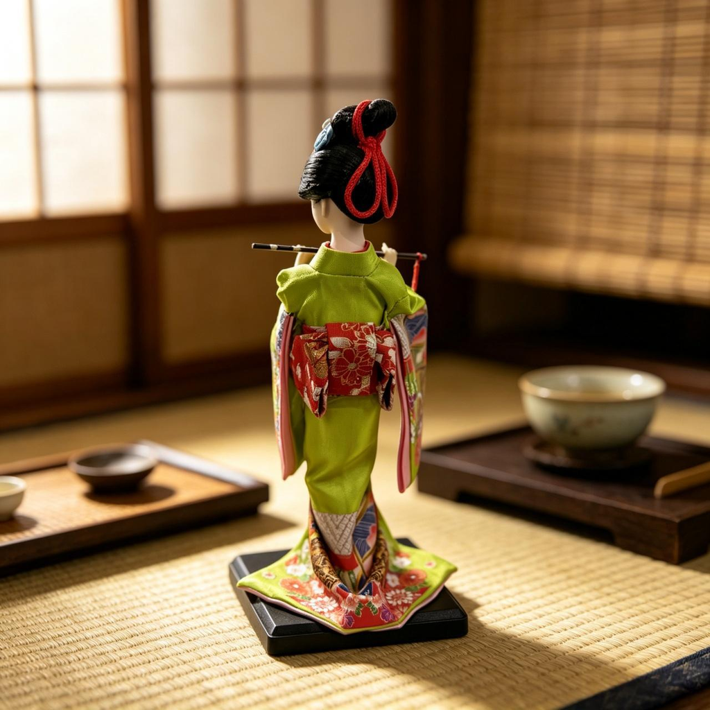 Collectible Handcrafted Flute Maiko Figurine Japanese Style Desktop Decor Holiday Gift