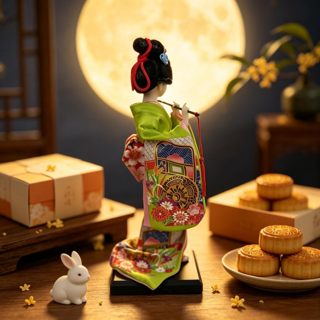 Collectible Handcrafted Flute Maiko Figurine Japanese Style Desktop Decor Holiday Gift