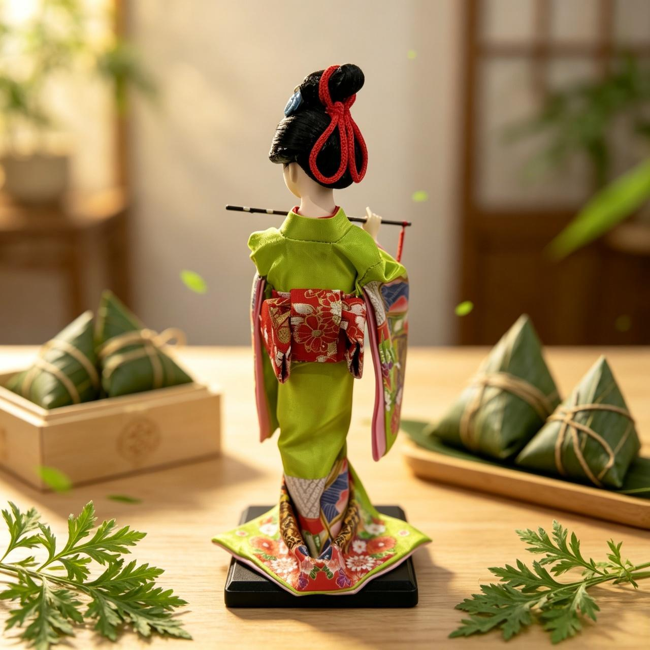 Collectible Handcrafted Flute Maiko Figurine Japanese Style Desktop Decor Holiday Gift