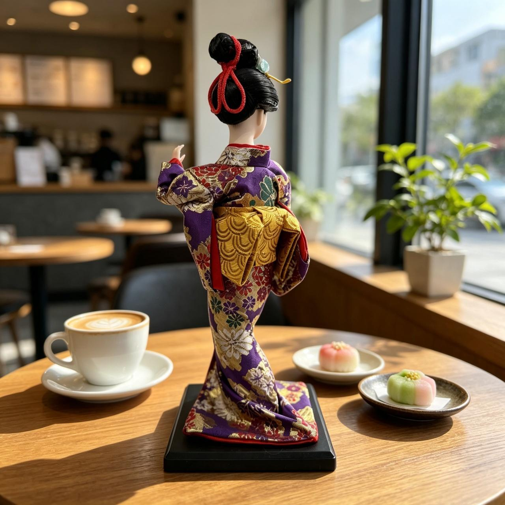 Handmade Japanese Geisha Doll in Silk Kimono | Collectible Art Figurine for Desk Display & Holiday Gifting